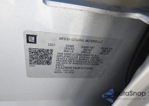 2018 Chevrolet Malibu 1Ls z USA, uszkodzony, nr VIN 1G1ZB5ST9JF177546